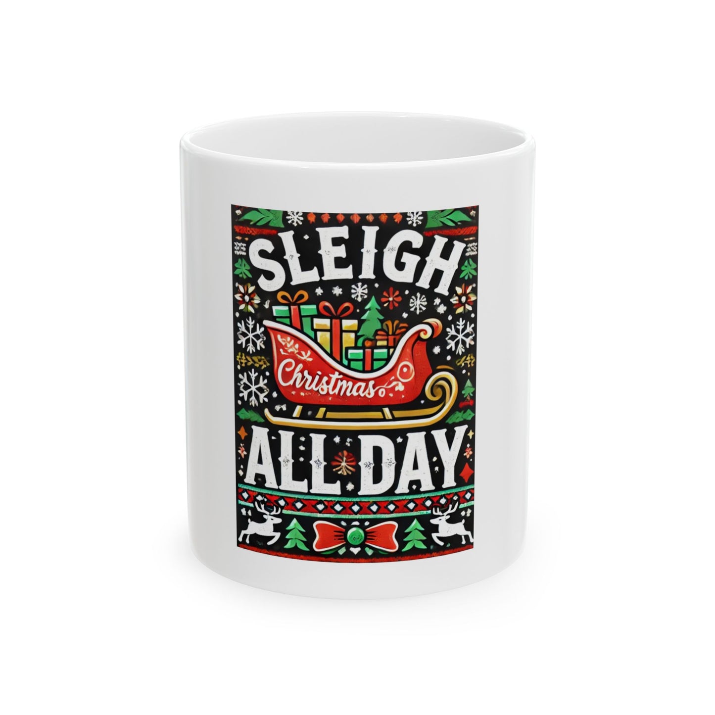 Sleigh Christmas Ceramic Mug - Festive Holiday Drinkware for Coffee Lovers